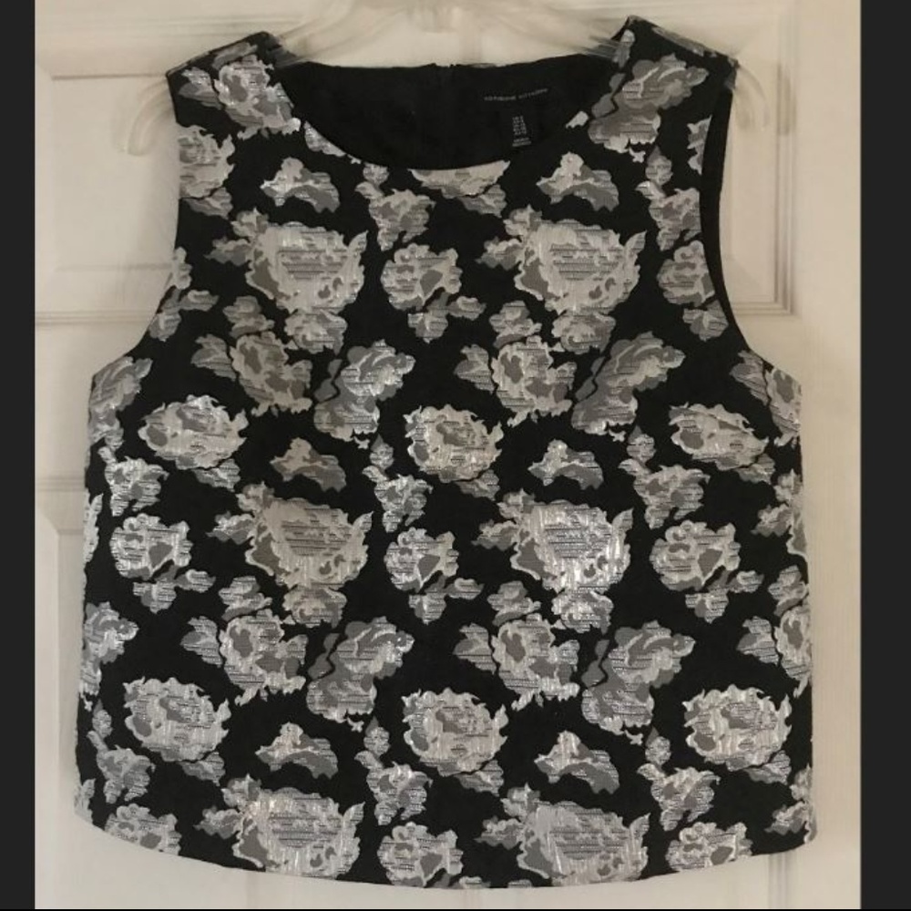 Adrienne Vittadini Sleeveless Metallic Floral Top